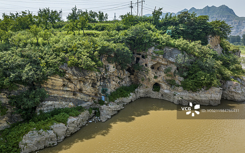河北省保定市唐县明伏石窟航拍图片素材