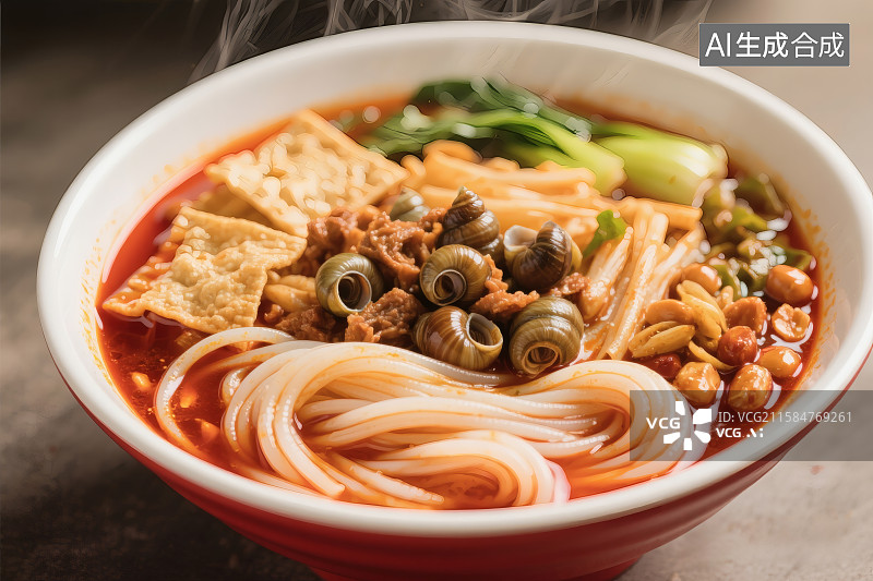 【AI数字艺术】一碗麻辣鲜香的柳州螺蛳粉图片素材
