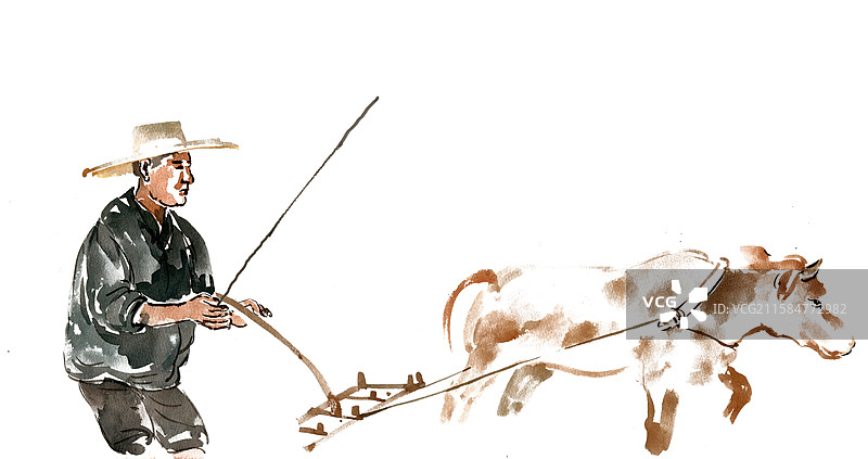 犁地的牛图片素材