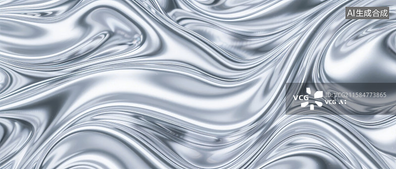 【AI数字艺术】银色丝绸般的流动纹理图片素材