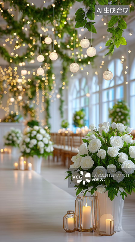 【AI数字艺术】婚礼殿堂装饰与花艺布置图片素材