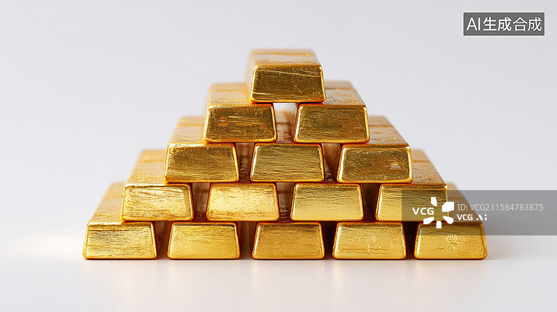 【AI数字艺术】金字塔形排列的金条图片素材
