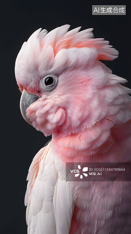 【AI数字艺术】粉红凤头鹦鹉图片素材