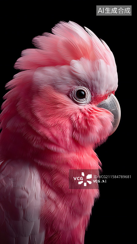 【AI数字艺术】粉红凤头鹦鹉图片素材