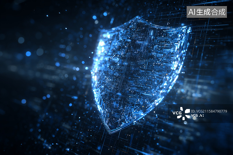 【AI数字艺术】数字护盾：网络安全防护概念图图片素材