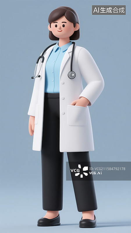 【AI数字艺术】女医生3D插画图片素材