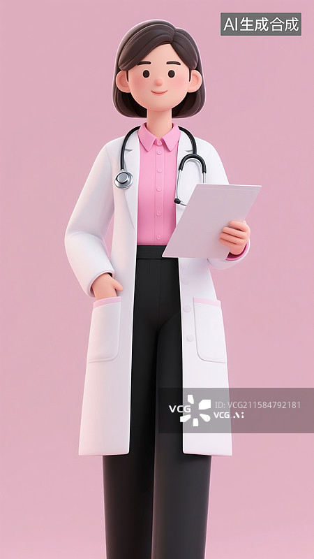 【AI数字艺术】女医生3D插画图片素材