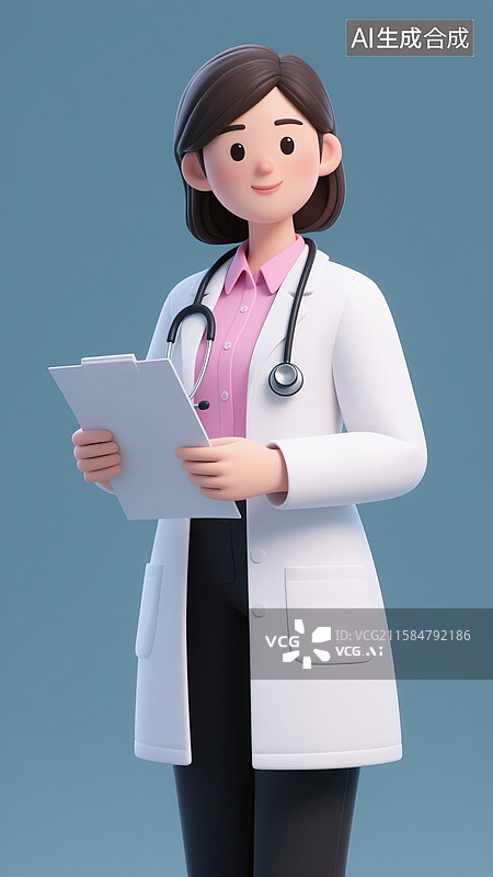 【AI数字艺术】女医生3D插画图片素材