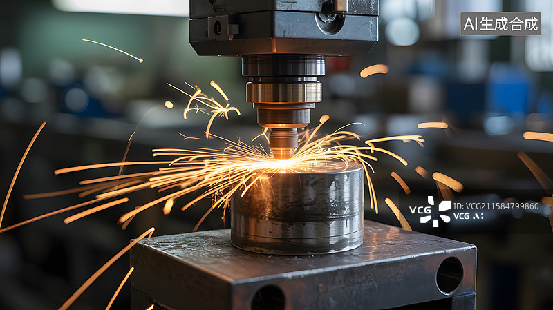 【AI数字艺术】工业切割火花四溅图片素材