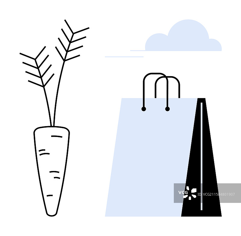 可持续购物概念，搭配胡萝卜和纸张图片素材