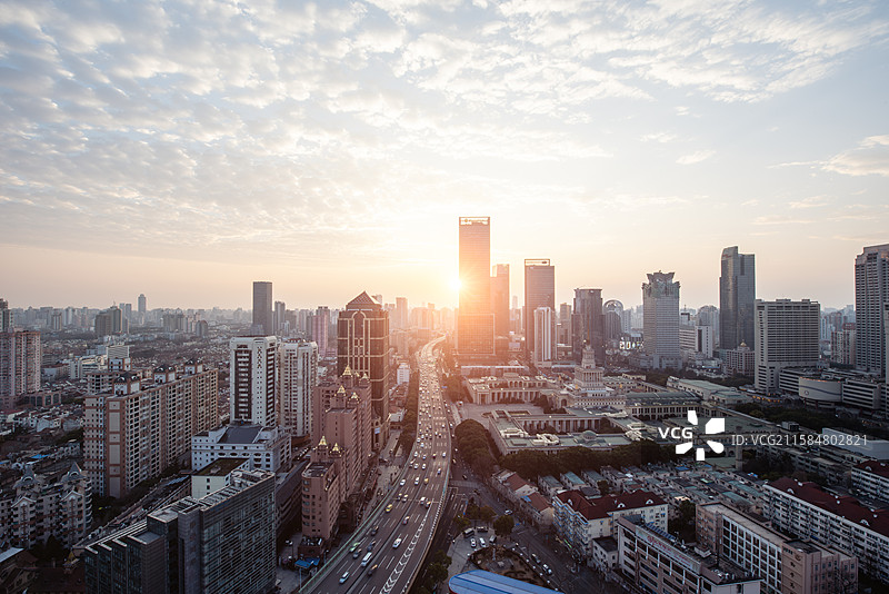 上海静安区科恩国际大厦中心延安路高架中苏友好大厦上海展览中心香格里拉酒店图片素材