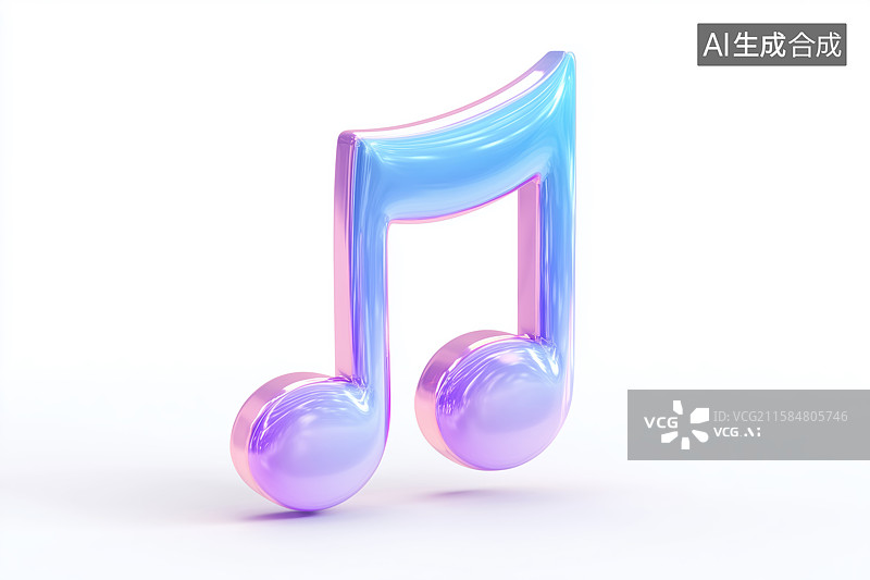 【AI数字艺术】光泽渐变彩色音乐符号图片素材