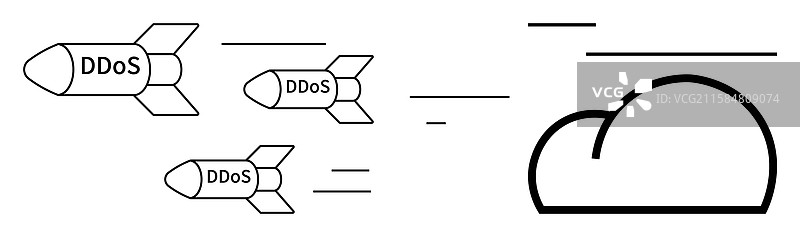 针对云计算的导弹DDoS攻击概念图片素材