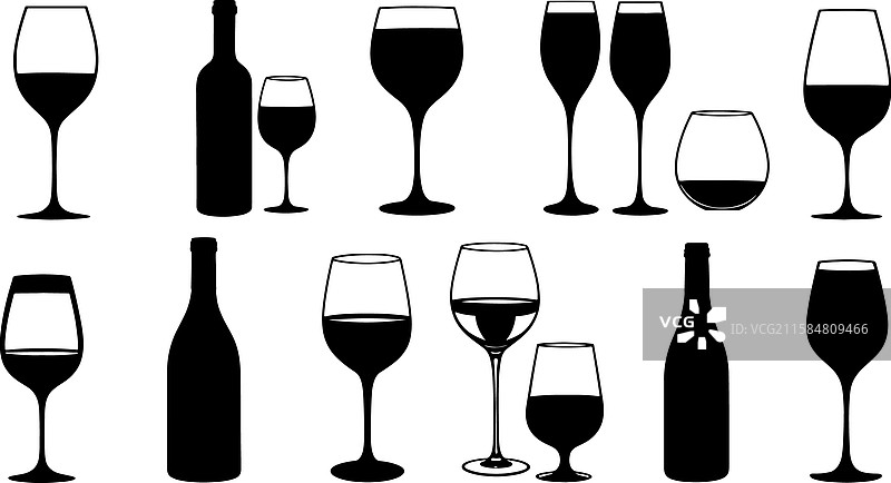 优雅的酒瓶轮廓 - 图标图片素材