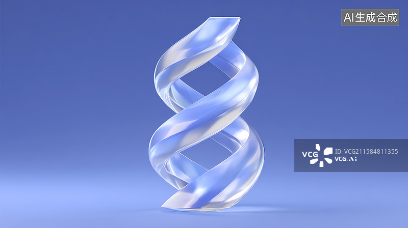 【AI数字艺术】蓝色背景下透明螺旋状物体图片素材