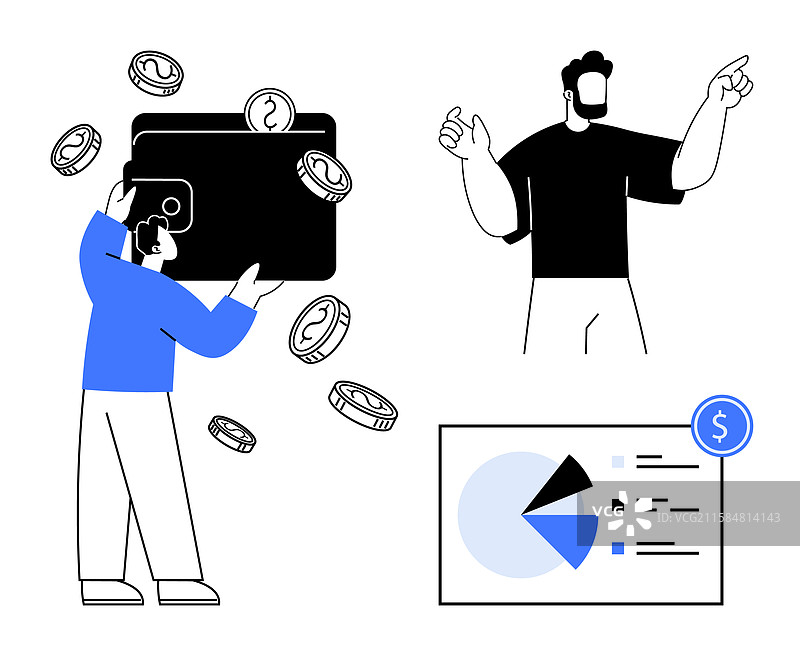 财务管理概念与钱包和硬币图片素材