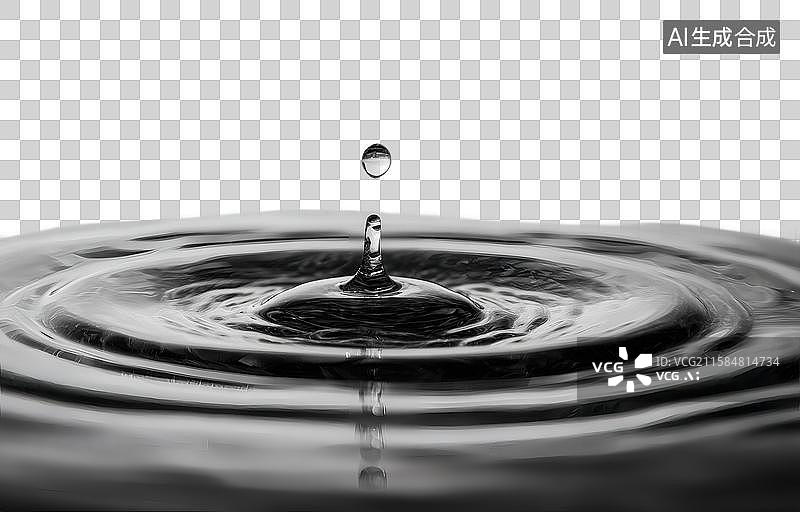 【AI数字艺术】一滴水珠在水面漾开涟漪图片素材