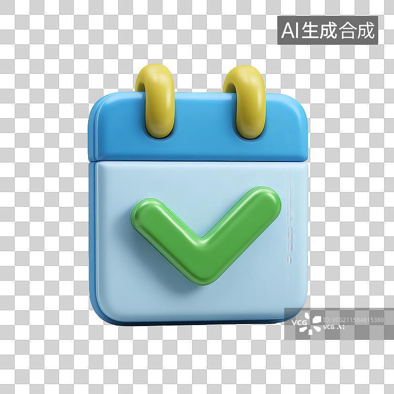 【AI数字艺术】带对勾的日历图标图片素材