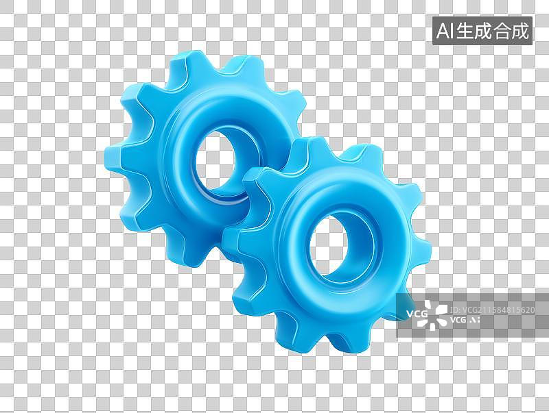 【AI数字艺术】两个蓝色塑料齿轮图片素材