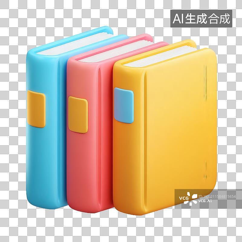 【AI数字艺术】三本彩色精装书堆叠展示图片素材