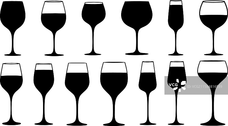 酒类和烈酒瓶轮廓图标图片素材