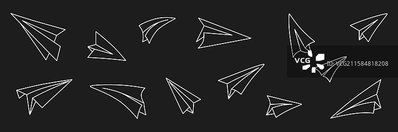 手绘纸飞机套装库存图片素材