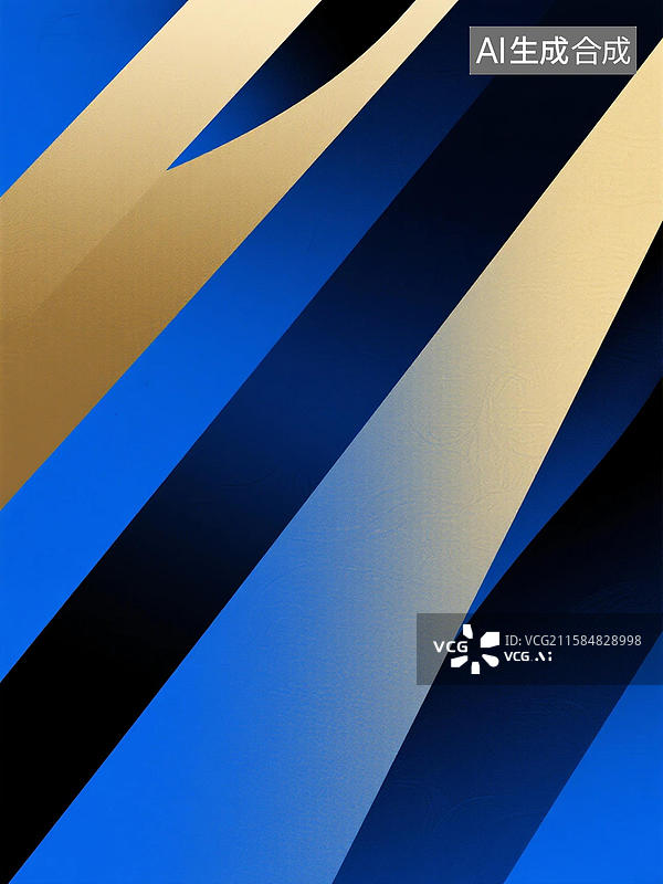 【AI数字艺术】蓝金几何线条抽象动态构图图片素材