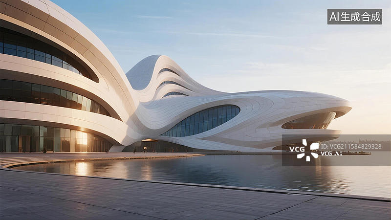 【AI数字艺术】曲线造型现代建筑图片素材