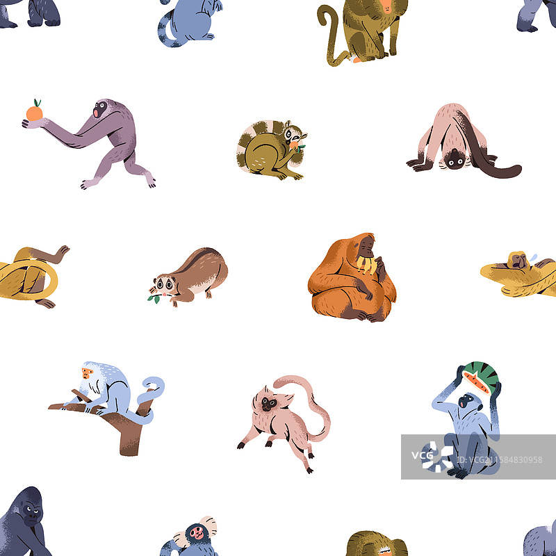 快乐猴子角色的可重复图案图片素材