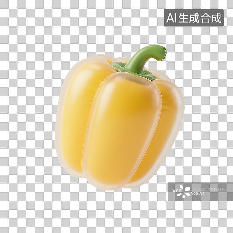 【AI数字艺术】3D渲染，膨胀充气风格，气球，辣椒，彩椒，蔬菜，免抠元素图片素材
