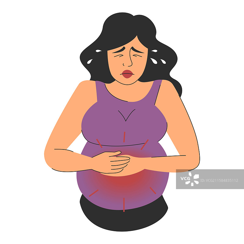 怀孕的女性正在忍受腹痛图片素材