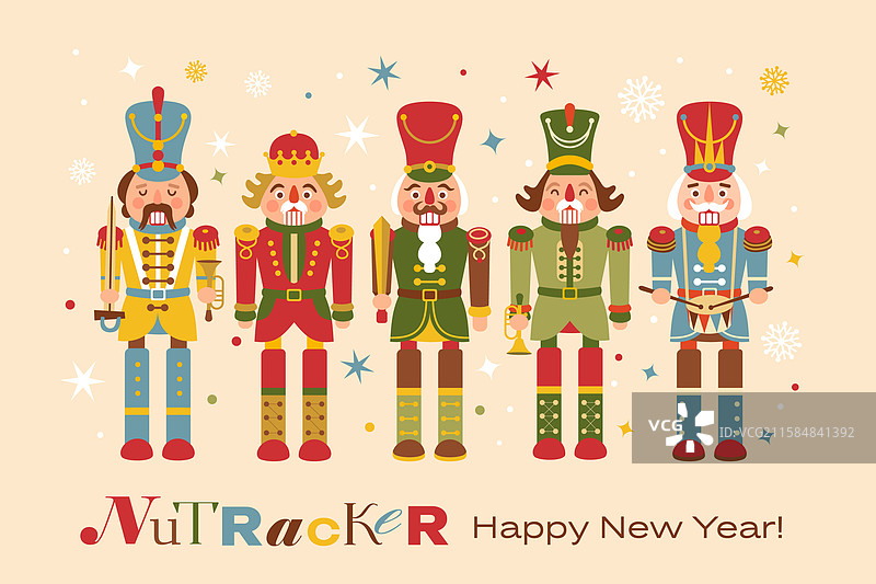 圣诞贺卡上有胡桃夹子图片素材