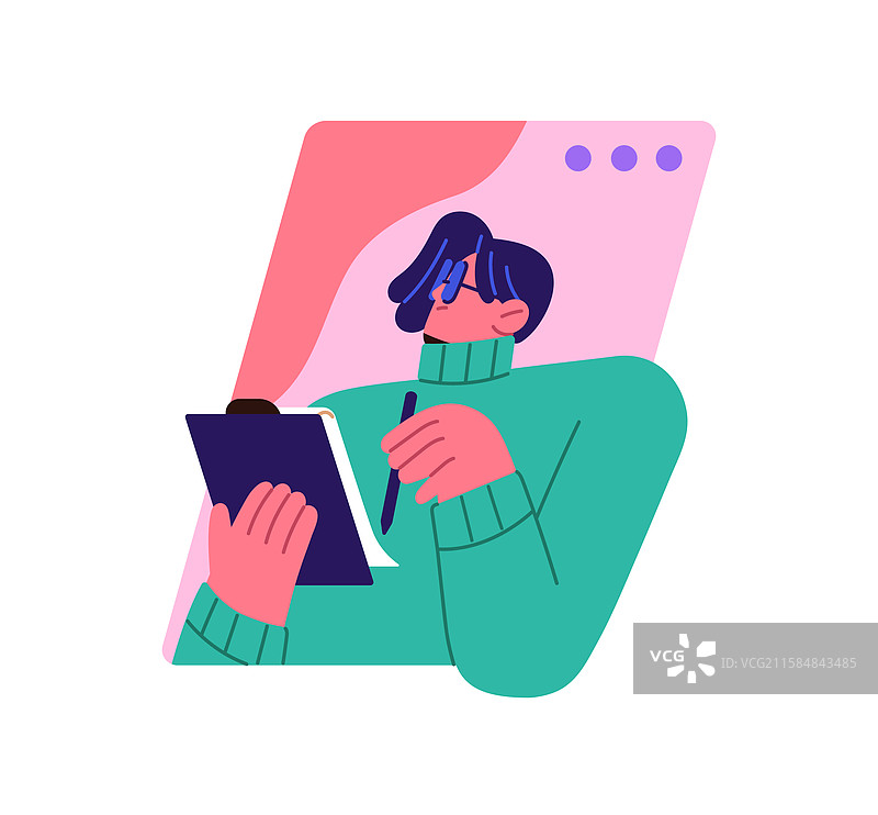 员工在视频通话窗口中做笔记图片素材