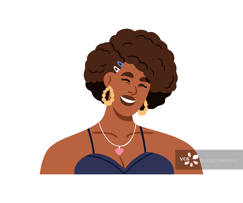 快乐的黑人女性肖像，年轻的非洲裔美国人图片素材