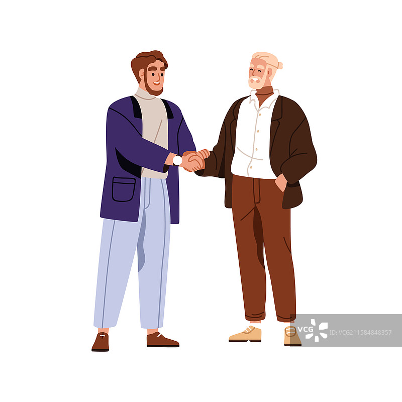 高管与初级员工的商务握手图片素材