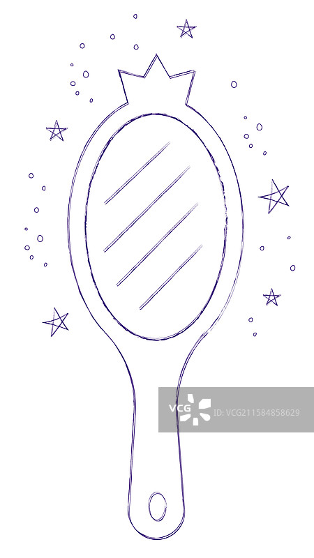 手绘公主镜子与星星图片素材