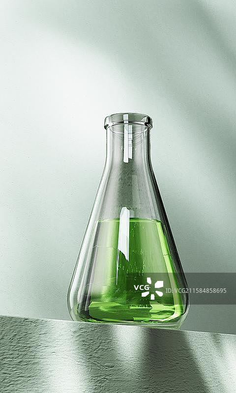 透明护肤品瓶子与滴管三维渲染图片素材