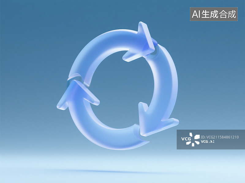 【AI数字艺术】蓝色循环箭头图标图片素材