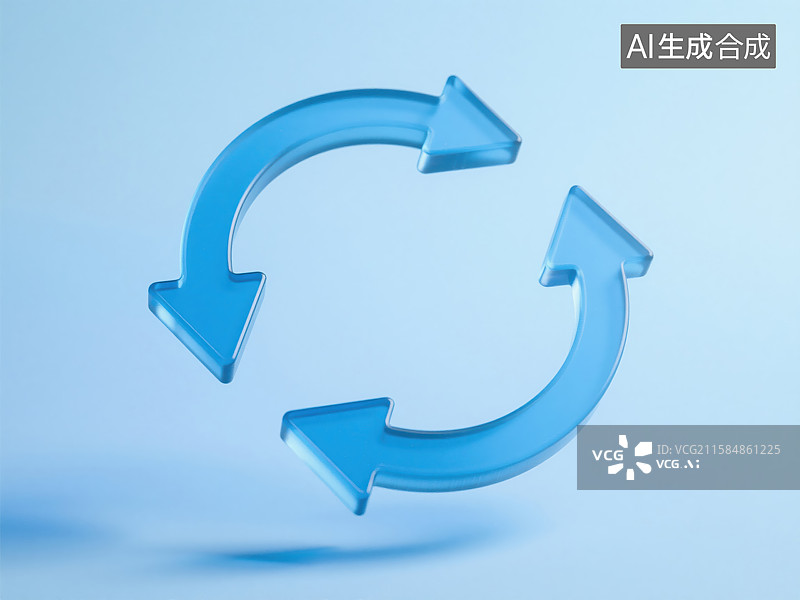 【AI数字艺术】蓝色循环箭头图标图片素材