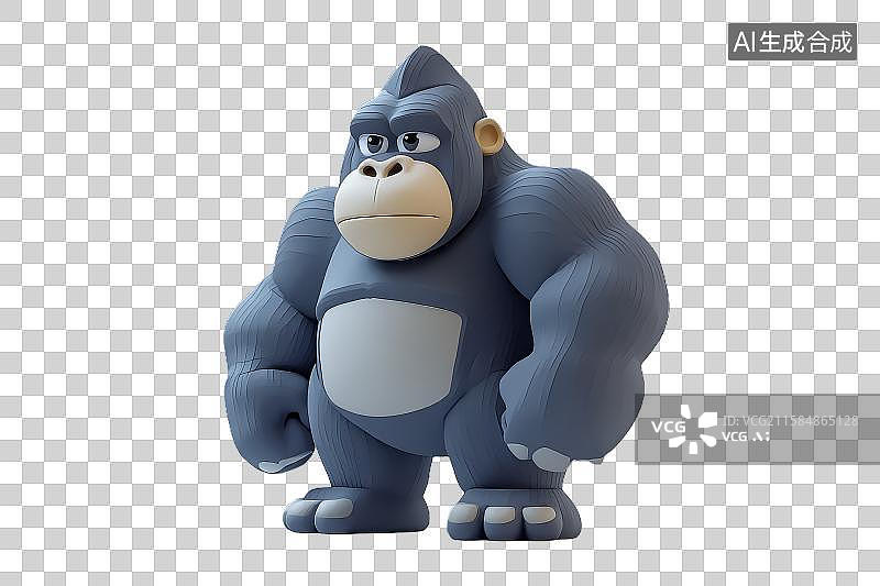 【AI数字艺术】卡通风格的蓝色大猩猩形象图片素材