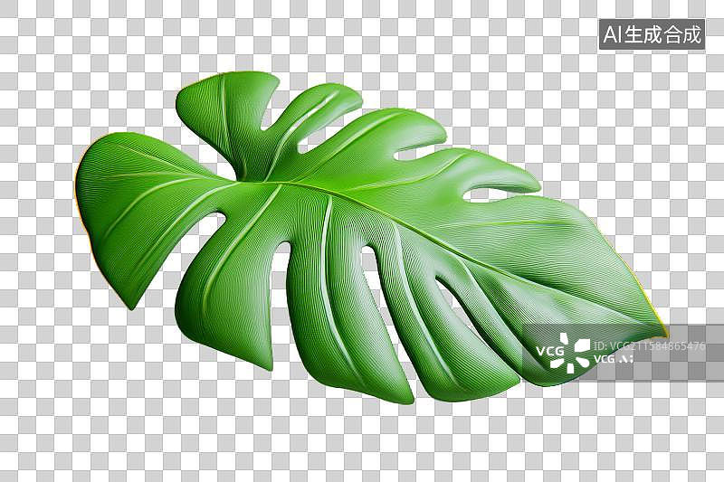 【AI数字艺术】绿色龟背竹叶片特写图片素材