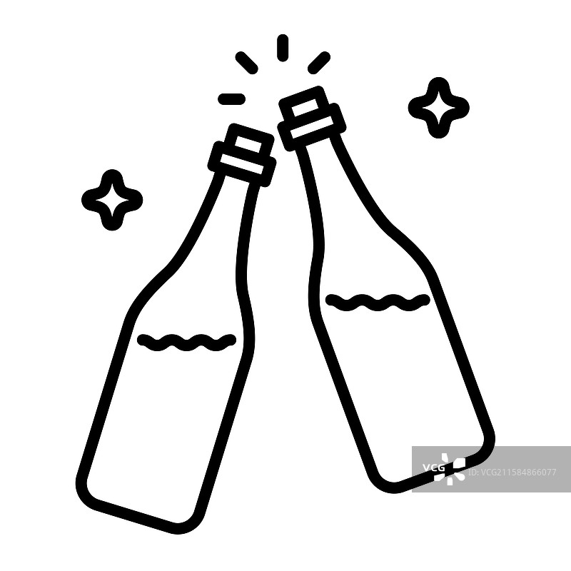 两瓶酒相碰的线条图标图片素材
