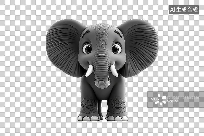 【AI数字艺术】卡通风格的灰色小象图片素材