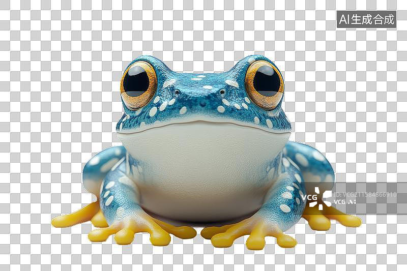 【AI数字艺术】蓝色斑点青蛙的特写图片素材
