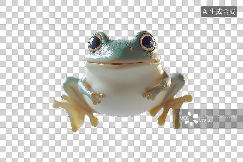 【AI数字艺术】白色背景上的绿色青蛙图片素材