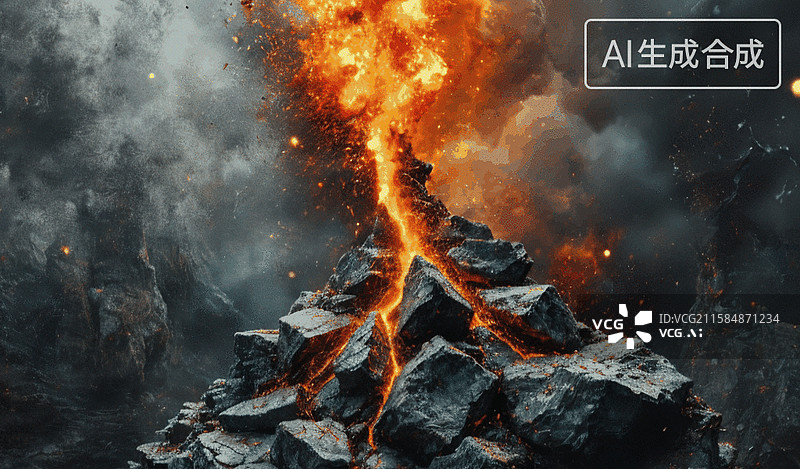 【AI数字艺术】火山喷发壮观景象图片素材