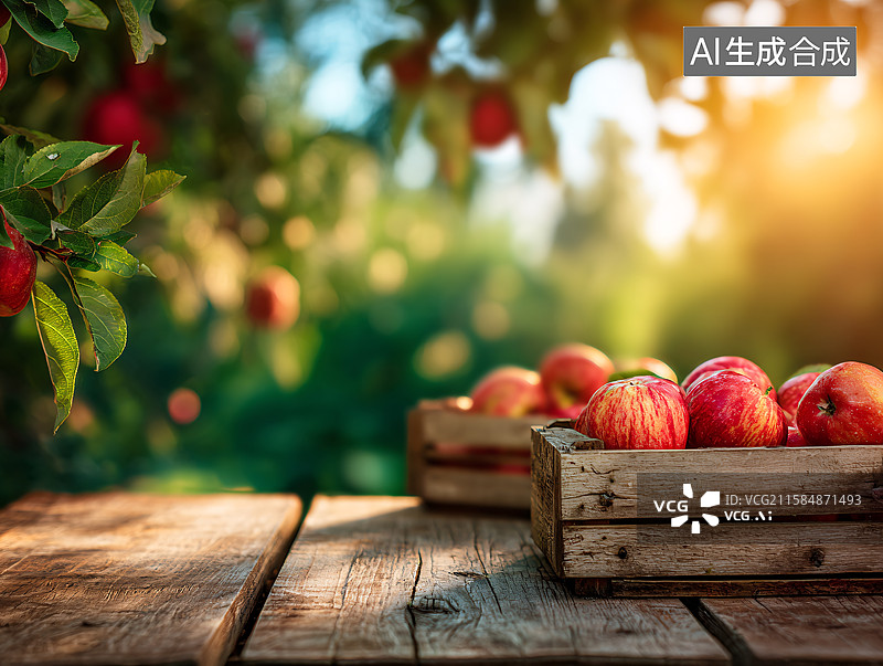 【AI数字艺术】秋天丰收的苹果园图片素材