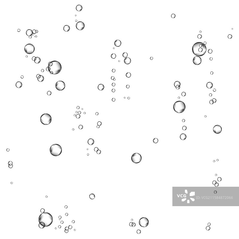 水中白色背景下的氧气气泡流动图片素材