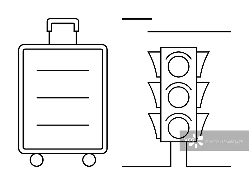 行李和交通信号灯轮廓的象征图片素材