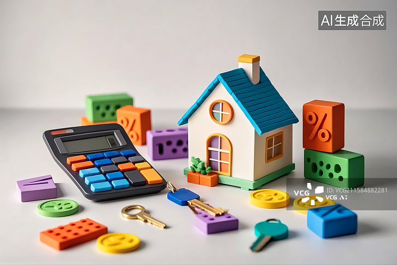 【AI数字艺术】房子金融概念插画图片素材